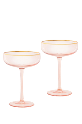Coupe Crystal Rose Glasses, Set of 2